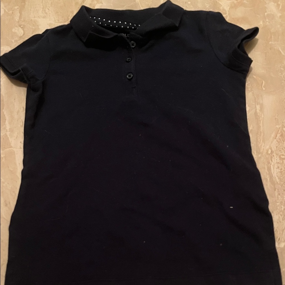 Old Navy Navy Blue Polo with Polka Dot Collar